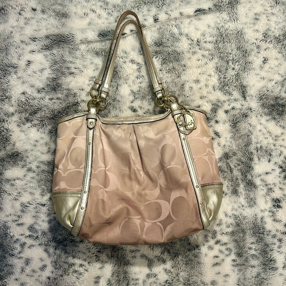Coach Alexandra Sand Logi Canvas Chain Bag